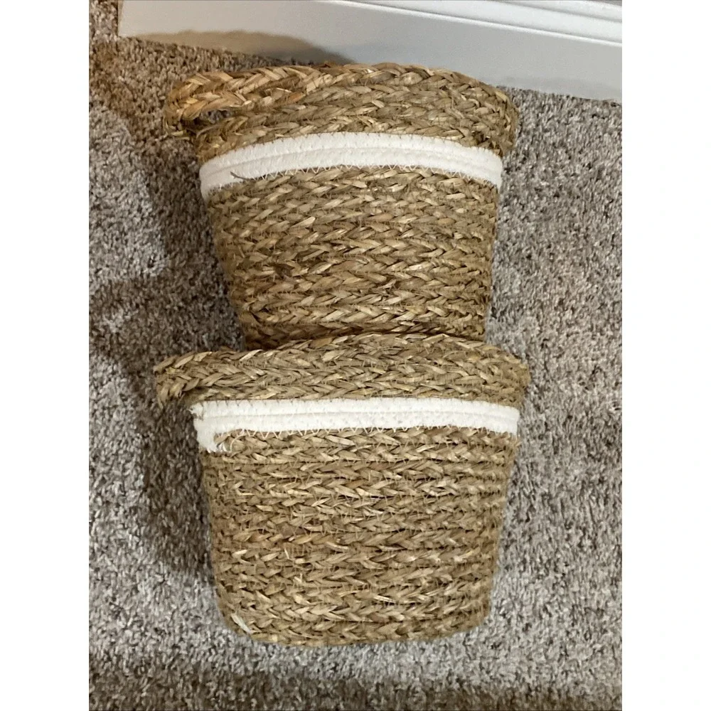 2 Wicker Storage Baskets 7.25